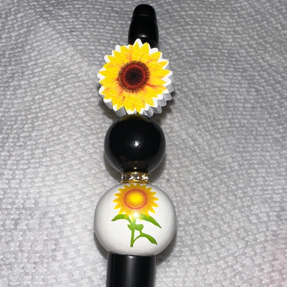 Black and White Sunflower Handmade Pen
